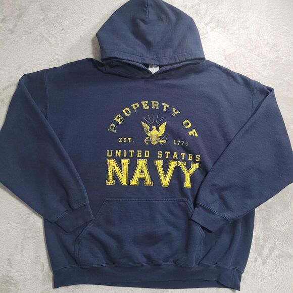 Gildan Other - Gildan US Navy Hoodie Mens XL Blue Fleece Pullover Graphic Military Sweatshirt